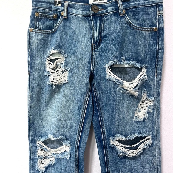 One by one teas spoon 26 awesome baggies Distressed Boyfriend Jeans 26 - Picture 4 of 10